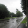 Accès pont Albert Louppe à Brest, sous une pluie battante